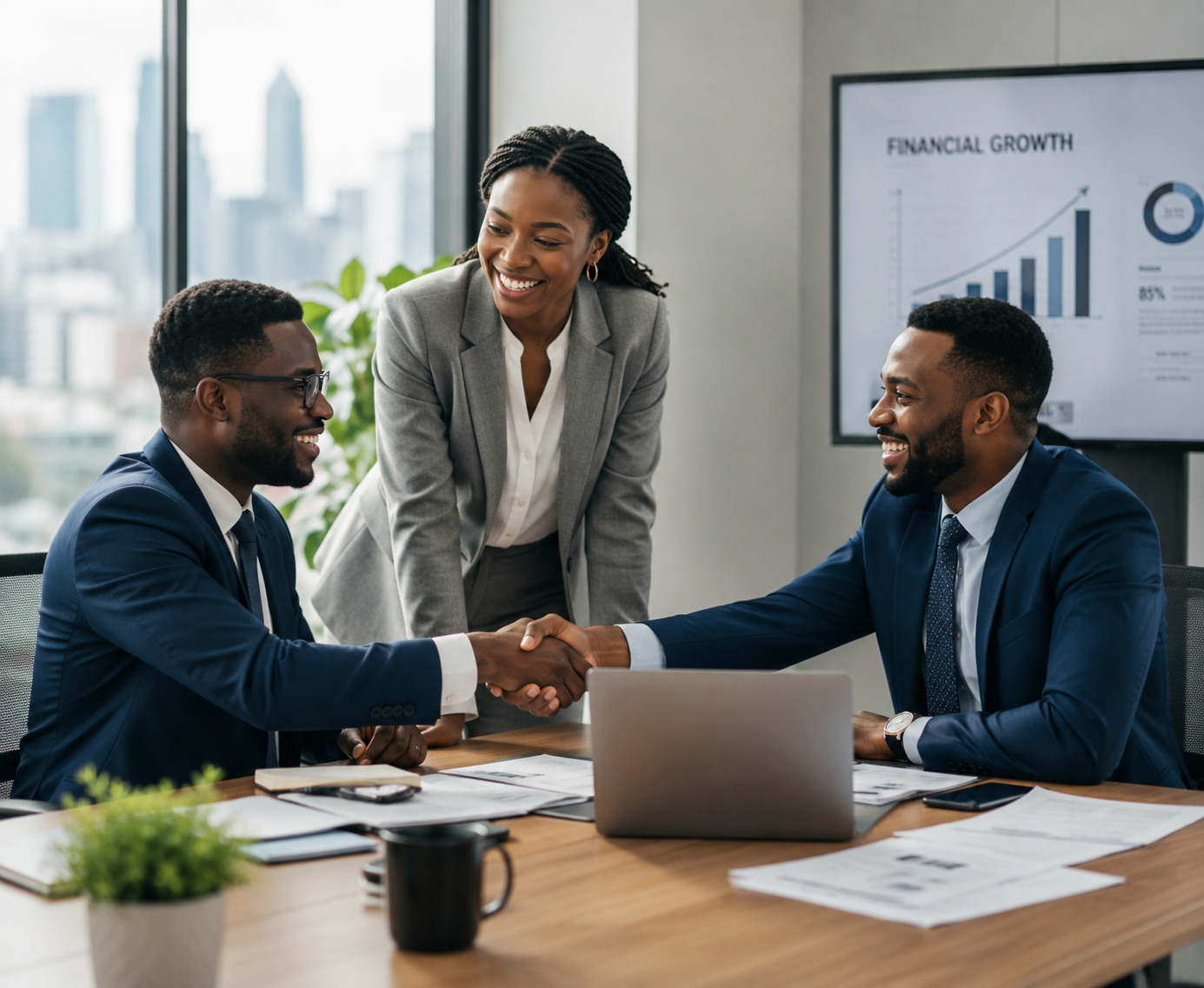 Business professionals collaborating